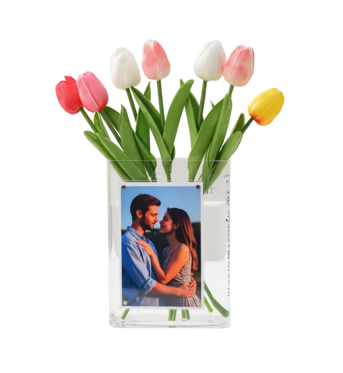 Vaso Porta‑Retratos Acrílico com Íman em Formato de Livro