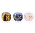 Conjunto 3 Dados de Pedra Semi‑Preciosa (Olho-de-Tigre + Ágata Azul + Quartzo Rosa)