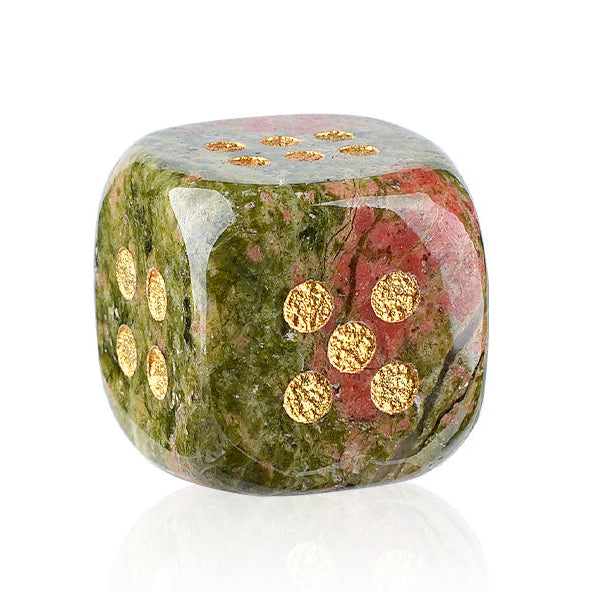 Dado de Pedra Semi‑Preciosa com Gravação a Laser