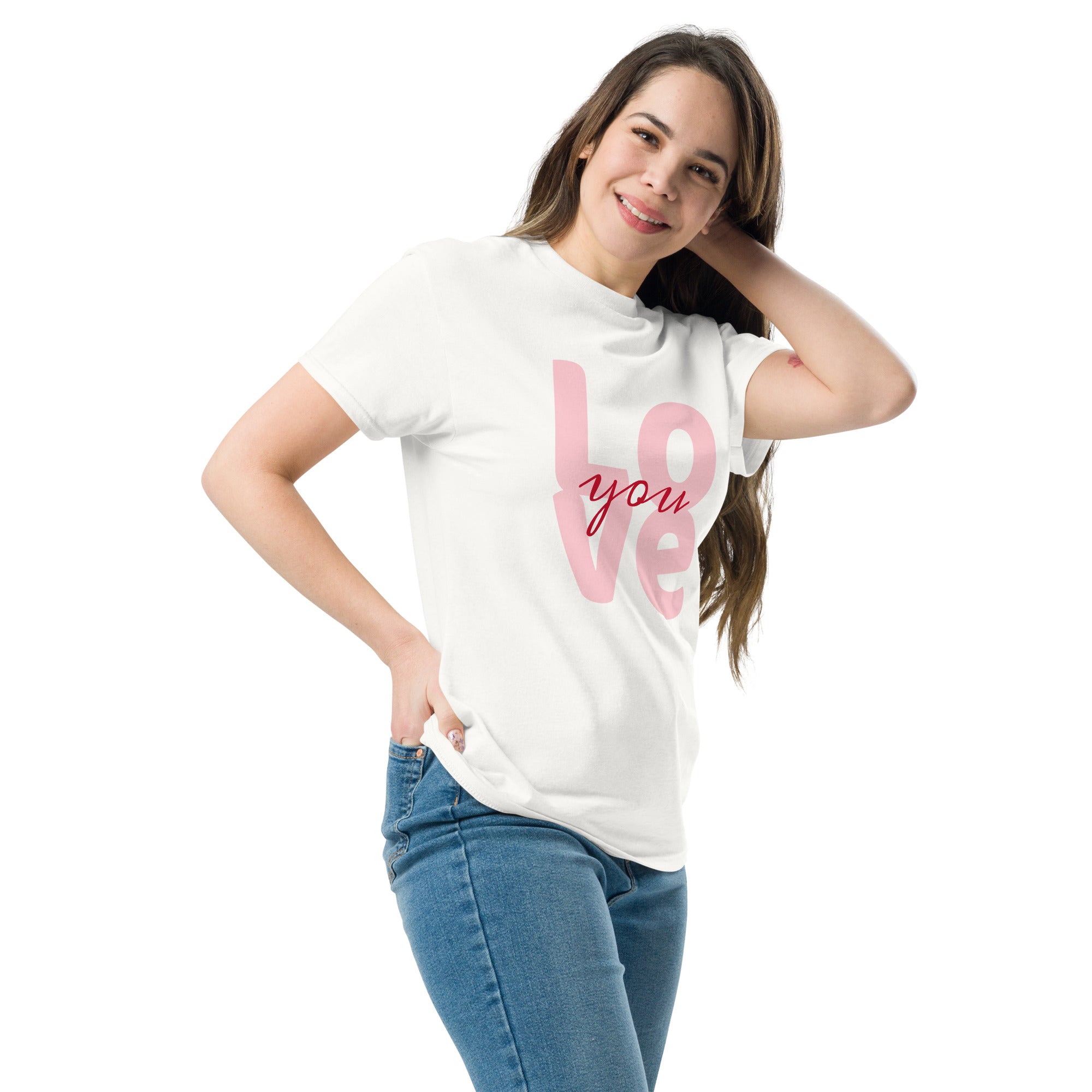 T‑shirt 100% Algodão Clássica - Unissexo (Branco) - Love You